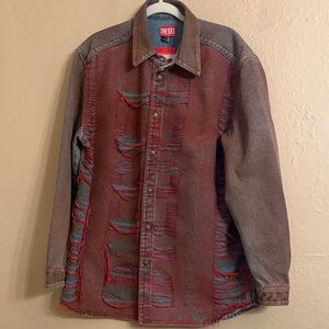 Diesel Red and Brown Lightweight Shirt Jacket